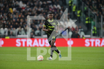 2023-04-13 - Ousmane Diomande of Sporting CP during the Uefa Europa League, football match between Juventus Fc and Sporting Cp on 13 April 2023 at Allianz Stadium, Turin, Italy. Photo Nderim Kaceli - QUARTER-FINALS - JUVENTUS FC VS SPORTING SP - UEFA EUROPA LEAGUE - SOCCER
