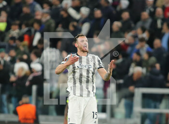 2023-04-13 - Federico Gatti of Juventus celebrating after scoring a goal  during the Uefa Europa League, football match between Juventus Fc and Sporting Cp on 13 April 2023 at Allianz Stadium, Turin, Italy. Photo Nderim Kaceli - QUARTER-FINALS - JUVENTUS FC VS SPORTING SP - UEFA EUROPA LEAGUE - SOCCER