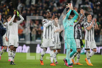 2023-04-13 - Paul Pogba of Juventus and team greeting the supporters during the Uefa Europa League, football match between Juventus Fc and Sporting Cp on 13 April 2023 at Allianz Stadium, Turin, Italy. Photo Nderim Kaceli - QUARTER-FINALS - JUVENTUS FC VS SPORTING SP - UEFA EUROPA LEAGUE - SOCCER