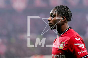 2023-04-13 - Jeremie Frimpong of Bayer 04 Leverkusen during the UEFA Europa League, Quarter-finals, 1st leg football match between Bayer 04 Leverkusen and Royale Union Saint-Gilloise on April 13, 2023 at the BayArena in Leverkusen, Germany - FOOTBALL - EUROPA LEAGUE - LEVERKUSEN V UNION SAINT-GILLOISE - UEFA EUROPA LEAGUE - SOCCER