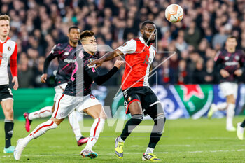 2023-04-13 - Stephan El Shaarawy of AS Roma and Lutsharel Geertruida of Feyenoord during the UEFA Europa League, Quarter-finals, 1st leg football match between Feyenoord and AS Roma on April 13, 2023 at Stadion Feijenoord 'De Kuip' in Rotterdam, Netherlands - FOOTBALL - EUROPA LEAGUE - FEYENOORD V ROMA - UEFA EUROPA LEAGUE - SOCCER