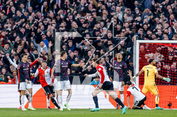 2023-04-13 - Mats Wieffer of Feyenoord celebrates his goal 1-0 during the UEFA Europa League, Quarter-finals, 1st leg football match between Feyenoord and AS Roma on April 13, 2023 at Stadion Feijenoord 'De Kuip' in Rotterdam, Netherlands - FOOTBALL - EUROPA LEAGUE - FEYENOORD V ROMA - UEFA EUROPA LEAGUE - SOCCER