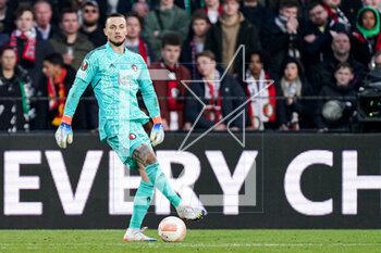2023-04-13 - Justin Bijlow of Feyenoord during the UEFA Europa League, Quarter-finals, 1st leg football match between Feyenoord and AS Roma on April 13, 2023 at Stadion Feijenoord 'De Kuip' in Rotterdam, Netherlands - FOOTBALL - EUROPA LEAGUE - FEYENOORD V ROMA - UEFA EUROPA LEAGUE - SOCCER