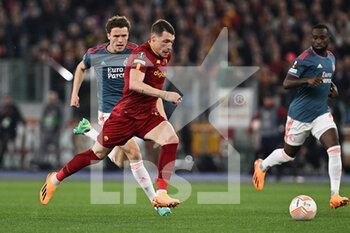 2023-04-20 - Andrea Belotti of AS Roma during the UEFA Europa League match between AS Roma and Feyenoord at Stadio Olimpico on April 20, 2023 in Rome, Italy. - QUARTER FINALS - ROMA VS FEYENOORD - UEFA EUROPA LEAGUE - SOCCER