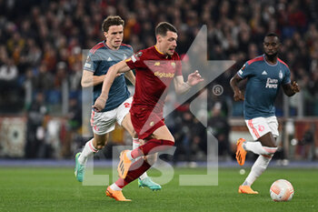 2023-04-20 - Andrea Belotti of AS Roma during the UEFA Europa League match between AS Roma and Feyenoord at Stadio Olimpico on April 20, 2023 in Rome, Italy. - QUARTER FINALS - ROMA VS FEYENOORD - UEFA EUROPA LEAGUE - SOCCER