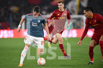 2023-04-20 - Santiago Gimenez of Feyenoord during the UEFA Europa League match between AS Roma and Feyenoord at Stadio Olimpico on April 20, 2023 in Rome, Italy. - QUARTER FINALS - ROMA VS FEYENOORD - UEFA EUROPA LEAGUE - SOCCER