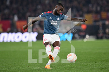 2023-04-20 - Lutsharel Geertruida of Feyenoord during the UEFA Europa League match between AS Roma and Feyenoord at Stadio Olimpico on April 20, 2023 in Rome, Italy. - QUARTER FINALS - ROMA VS FEYENOORD - UEFA EUROPA LEAGUE - SOCCER