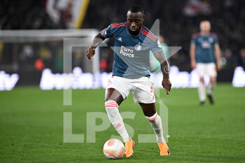 2023-04-20 - Lutsharel Geertruida of Feyenoord during the UEFA Europa League match between AS Roma and Feyenoord at Stadio Olimpico on April 20, 2023 in Rome, Italy. - QUARTER FINALS - ROMA VS FEYENOORD - UEFA EUROPA LEAGUE - SOCCER