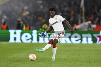 2023-05-11 - Edmond Tapsoba of Bayer 04 Leverkusen during the first leg of the Semi-final of the UEFA Europa League between A.S. Roma vs Bayer 04 Leverkusen on May 11, 2023 at the Stadio Olimpico in Rome. - SEMIFINAL - AS ROMA VS BAYER 04 LEVERKUSEN - UEFA EUROPA LEAGUE - SOCCER