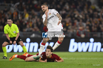 2023-05-11 - Edoardo Bove of A.S. Roma and Robert Andrich of Bayer 04 Leverkusen during the first leg of the Semi-final of the UEFA Europa League between A.S. Roma vs Bayer 04 Leverkusen on May 11, 2023 at the Stadio Olimpico in Rome. - SEMIFINAL - AS ROMA VS BAYER 04 LEVERKUSEN - UEFA EUROPA LEAGUE - SOCCER