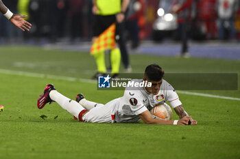 2023-05-11 - Piero Hincapie of Bayer 04 Leverkusen during the first leg of the Semi-final of the UEFA Europa League between A.S. Roma vs Bayer 04 Leverkusen on May 11, 2023 at the Stadio Olimpico in Rome. - SEMIFINAL - AS ROMA VS BAYER 04 LEVERKUSEN - UEFA EUROPA LEAGUE - SOCCER