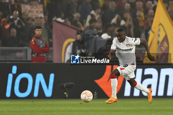 2023-05-11 - Moussa Diaby of Bayer 04 Leverkusen during the first leg of the Semi-final of the UEFA Europa League between A.S. Roma vs Bayer 04 Leverkusen on May 11, 2023 at the Stadio Olimpico in Rome. - SEMIFINAL - AS ROMA VS BAYER 04 LEVERKUSEN - UEFA EUROPA LEAGUE - SOCCER