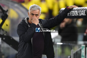 2023-05-11 - Jose Mourinho of A.S. Roma during the first leg of the Semi-final of the UEFA Europa League between A.S. Roma vs Bayer 04 Leverkusen on May 11, 2023 at the Stadio Olimpico in Rome. - SEMIFINAL - AS ROMA VS BAYER 04 LEVERKUSEN - UEFA EUROPA LEAGUE - SOCCER