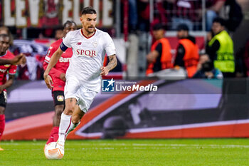 2023-05-18 - Lorenzo Pellegrini of AS Roma during the UEFA Europa League, Semi-finals, 2nd leg football match between Bayer 04 Leverkusen and AS Roma on May 18, 2023 at BayArena in Leverkusen, Germany - FOOTBALL - EUROPA LEAGUE - LEVERKUSEN V ROMA - UEFA EUROPA LEAGUE - SOCCER