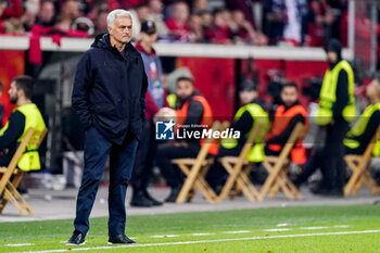 2023-05-18 - Coach Jose Mourinho of AS Roma during the UEFA Europa League, Semi-finals, 2nd leg football match between Bayer 04 Leverkusen and AS Roma on May 18, 2023 at BayArena in Leverkusen, Germany - FOOTBALL - EUROPA LEAGUE - LEVERKUSEN V ROMA - UEFA EUROPA LEAGUE - SOCCER
