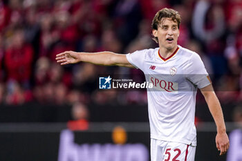 2023-05-18 - Edoardo Bove of AS Roma during the UEFA Europa League, Semi-finals, 2nd leg football match between Bayer 04 Leverkusen and AS Roma on May 18, 2023 at BayArena in Leverkusen, Germany - FOOTBALL - EUROPA LEAGUE - LEVERKUSEN V ROMA - UEFA EUROPA LEAGUE - SOCCER
