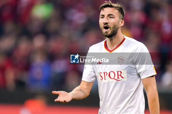 2023-05-18 - Bryan Cristante of AS Roma during the UEFA Europa League, Semi-finals, 2nd leg football match between Bayer 04 Leverkusen and AS Roma on May 18, 2023 at BayArena in Leverkusen, Germany - FOOTBALL - EUROPA LEAGUE - LEVERKUSEN V ROMA - UEFA EUROPA LEAGUE - SOCCER