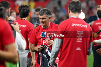 2023-05-31 - Happiness of Sevilla FC Head Coach Jose Luis Mendilibar after winning the Europe League final soccer match between AS Roma vs. Sevilla at the Puskas Arena in Budapest, Hungary, 31st of May 2023 - FINAL - SEVILLA FC VS AS ROMA - UEFA EUROPA LEAGUE - SOCCER