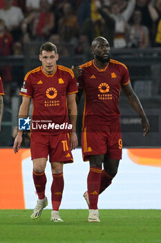 2023-10-05 - Andrea Belotti (AS Roma); Romelu Lukaku (AS Roma);   during the UEFA Europa League 2023-2024 football match between AS Roma and Servette FC at the Olympic Stadium in Rome on 05 October 2023. - AS ROMA VS SERVETTE FC - UEFA EUROPA LEAGUE - SOCCER