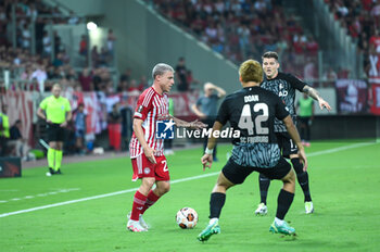 2023-09-21 - 21 Pep Biel of Olympiacos FC during the Europa League Group A match between Olympiacos FC and SC Freiburg at Georgios Karaiskakis Stadium on September 21, 2023, in Athens, Greece. - OLYMPIACOS VS FREIBURG, EUROPA LEAGUE, GROUP A - UEFA EUROPA LEAGUE - SOCCER