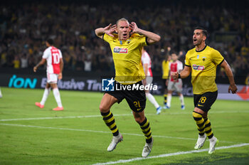 2023-10-05 - 21 Domagoj Vida of AEK FC after scoring a goal during the UEFA Europa League, Group B match between AEK FC and Ajax at Opap Arena on October 5, 2023, in Athens, Greece. - UEFA EUROPA LEAGUE - AEK FC VS AJAX, EUROPA LEAGUE, GROUP B - UEFA EUROPA LEAGUE - SOCCER