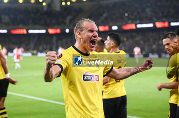 2023-10-05 - 21 Domagoj Vida of AEK FC after scoring a goal during the UEFA Europa League, Group B match between AEK FC and Ajax at Opap Arena on October 5, 2023, in Athens, Greece. - UEFA EUROPA LEAGUE - AEK FC VS AJAX, EUROPA LEAGUE, GROUP B - UEFA EUROPA LEAGUE - SOCCER
