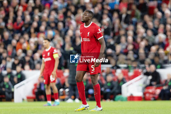 2023-10-05 - Liverpool defender Ibrahima Konaté (5) during the UEFA Europa League, Group E football match between Liverpool and Royale Union Saint-Gilloise on 5 October 2023 at Anfield stadium in Liverpool, England - FOOTBALL - EUROPA LEAGUE - LIVERPOOL V ROYALE UNION SAINT GILLOISE - UEFA EUROPA LEAGUE - SOCCER
