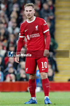2023-10-05 - Liverpool midfielder Alexis Mac Allister during the UEFA Europa League, Group E football match between Liverpool and Royale Union Saint-Gilloise on 5 October 2023 at Anfield stadium in Liverpool, England - FOOTBALL - EUROPA LEAGUE - LIVERPOOL V ROYALE UNION SAINT GILLOISE - UEFA EUROPA LEAGUE - SOCCER