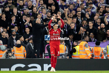 2023-10-26 - Liverpool forward Darwin Nunez (9) scores and celebrates 3-1 during the UEFA Europa League, Group E football match between Liverpool FC and Toulouse FC on October 26, 2023 at Anfield in Liverpool, England - FOOTBALL - EUROPA LEAGUE - LIVERPOOL V TOULOUSE - UEFA EUROPA LEAGUE - SOCCER