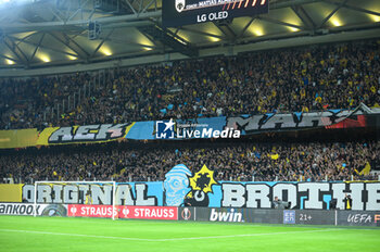 2023-11-09 - AEK FC fans during the UEFA Europa League, Group B match between AEK FC and Marseille at Opap Arena on November 9, 2023, in Athens, Greece. - AEK FC VS MARSEILLE - UEFA EUROPA LEAGUE, GROUP B - UEFA EUROPA LEAGUE - SOCCER