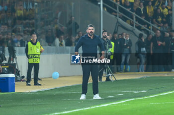2023-11-09 - Head Coach Gennaro Gattuso of Marseille during the UEFA Europa League, Group B match between AEK FC and Marseille at Opap Arena on November 9, 2023, in Athens, Greece. - AEK FC VS MARSEILLE - UEFA EUROPA LEAGUE, GROUP B - UEFA EUROPA LEAGUE - SOCCER