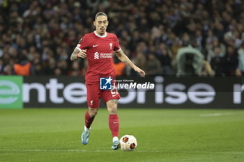 2023-11-09 - Kostas Tsimikas of Liverpool during the UEFA Europa League, Group E football match between Toulouse FC and Liverpool FC on November 9, 2023 at the Stadium in Toulouse, France - FOOTBALL - EUROPA LEAGUE - TOULOUSE V LIVERPOOL - UEFA EUROPA LEAGUE - SOCCER