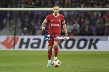 2023-11-09 - Kostas Tsimikas of Liverpool during the UEFA Europa League, Group E football match between Toulouse FC and Liverpool FC on November 9, 2023 at the Stadium in Toulouse, France - FOOTBALL - EUROPA LEAGUE - TOULOUSE V LIVERPOOL - UEFA EUROPA LEAGUE - SOCCER