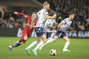 2023-11-09 - Mikkel Desler Puggaard of Toulouse during the UEFA Europa League, Group E football match between Toulouse FC and Liverpool FC on November 9, 2023 at the Stadium in Toulouse, France - FOOTBALL - EUROPA LEAGUE - TOULOUSE V LIVERPOOL - UEFA EUROPA LEAGUE - SOCCER