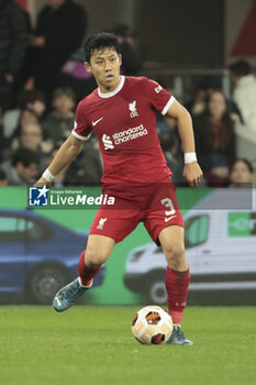 2023-11-09 - Wataru Endo of Liverpool during the UEFA Europa League, Group E football match between Toulouse FC and Liverpool FC on November 9, 2023 at the Stadium in Toulouse, France - FOOTBALL - EUROPA LEAGUE - TOULOUSE V LIVERPOOL - UEFA EUROPA LEAGUE - SOCCER