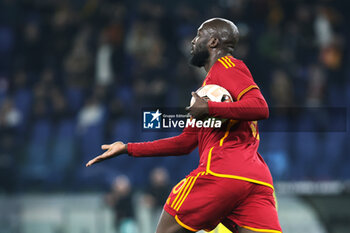 2023-12-14 - Romelu Lukaku of Roma celebrates after scoring 1-0 goal during the UEFA Europa League, Group G football match between AS Roma and FC Sheriff on December 14, 2023 at Stadio Olimpico in Rome, Italy - FOOTBALL - EUROPA LEAGUE - ROMA V SHERIFF - UEFA EUROPA LEAGUE - SOCCER