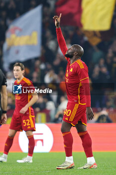 2023-12-14 - Romelu Lukaku of Roma celebrates after scoring 1-0 goal during the UEFA Europa League, Group G football match between AS Roma and FC Sheriff on December 14, 2023 at Stadio Olimpico in Rome, Italy - FOOTBALL - EUROPA LEAGUE - ROMA V SHERIFF - UEFA EUROPA LEAGUE - SOCCER