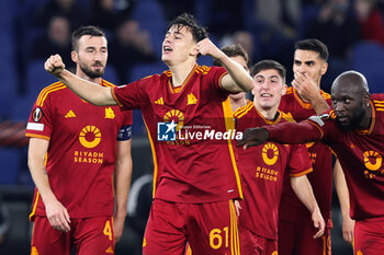 2023-12-14 - Niccolo' Pisilli of Roma celebrates after scoring 3-0 goal during the UEFA Europa League, Group G football match between AS Roma and FC Sheriff on December 14, 2023 at Stadio Olimpico in Rome, Italy - FOOTBALL - EUROPA LEAGUE - ROMA V SHERIFF - UEFA EUROPA LEAGUE - SOCCER