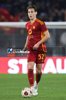 2023-12-14 - Edoardo Bove of Roma in action during the UEFA Europa League, Group G football match between AS Roma and FC Sheriff on December 14, 2023 at Stadio Olimpico in Rome, Italy - FOOTBALL - EUROPA LEAGUE - ROMA V SHERIFF - UEFA EUROPA LEAGUE - SOCCER