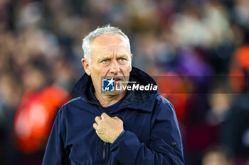 2023-12-14 - Christian Streich coach of SC Freiburg during the UEFA Europa League, Group A football match between West Ham United and Freiburg on 14 December 2023 at the London Stadium in London, England - FOOTBALL - EUROPA LEAGUE - WEST HAM V FREIBURG - UEFA EUROPA LEAGUE - SOCCER