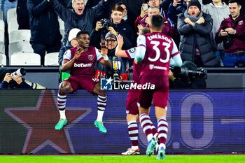 2023-12-14 - Mohammed Kudus (14) of West Ham United scores a goal and celebrates 1-0 during the UEFA Europa League, Group A football match between West Ham United and Freiburg on 14 December 2023 at the London Stadium in London, England - FOOTBALL - EUROPA LEAGUE - WEST HAM V FREIBURG - UEFA EUROPA LEAGUE - SOCCER