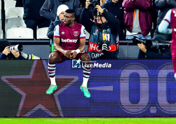 2023-12-14 - Mohammed Kudus (14) of West Ham United scores a goal and celebrates 1-0 during the UEFA Europa League, Group A football match between West Ham United and Freiburg on 14 December 2023 at the London Stadium in London, England - FOOTBALL - EUROPA LEAGUE - WEST HAM V FREIBURG - UEFA EUROPA LEAGUE - SOCCER