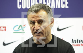 06/01/2023 - Coach of PSG Christophe Galtier answers to the media during the post-match press conference following the French Cup, round of 64 football match between La Berrichonne de Chateauroux and Paris Saint-Germain on January 6, 2023 at Gaston Petit stadium in Chateauroux, France - FOOTBALL - FRENCH CUP - CHATEAUROUX V PARIS SG - FRENCH CUP - CALCIO
