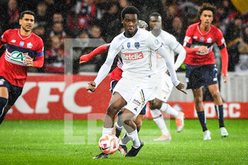 2023-01-08 - Derek MAZOU-SACKO of Troyes during the French Cup, round of 64 football match between LOSC Lille and ESTAC Troyes on January 8, 2023 at Pierre Mauroy stadium in Villeneuve-d'Ascq, France - FOOTBALL - FRENCH CUP - LILLE V TROYES - FRENCH CUP - SOCCER