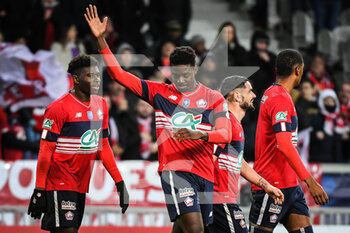 2023-01-08 - Mohamed BAYO of Lille celebrate his goal with teammates during the French Cup, round of 64 football match between LOSC Lille and ESTAC Troyes on January 8, 2023 at Pierre Mauroy stadium in Villeneuve-d'Ascq, France - FOOTBALL - FRENCH CUP - LILLE V TROYES - FRENCH CUP - SOCCER