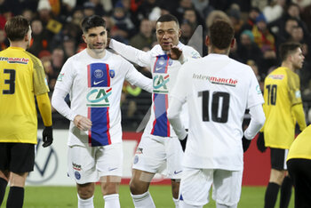 23/01/2023 - Carlos Soler of PSG celebrates his goal with Kylian Mbappe, Neymar Jr #10 during the French Cup, round of 32 football match between US Pays de Cassel and Paris Saint-Germain (PSG) on January 23, 2023 at Stade Bollaert-Delelis in Lens, France - FOOTBALL - FRENCH CUP - PAYS DE CASSEL V PARIS SG - FRENCH CUP - CALCIO