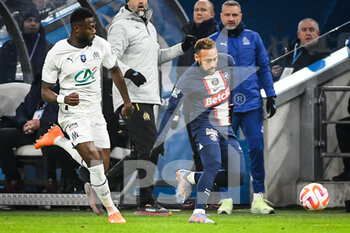 2023-02-08 - Chancel MBEMBA of Marseille and NEYMAR JR of PSG during the French Cup, round of 16 football match between Olympique de Marseille and Paris Saint-Germain on February 8, 2023 at Velodrome stadium in Marseille, France - FOOTBALL - FRENCH CUP - MARSEILLE V PARIS SG - FRENCH CUP - SOCCER