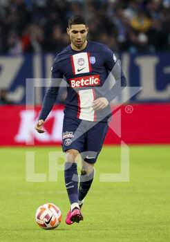2023-02-08 - Achraf Hakimi of PSG during the French Cup round of 16 football match between Olympique de Marseille (OM) and Paris Saint-Germain (PSG) on February 8, 2023 at Stade Velodrome in Marseille, France - FOOTBALL - FRENCH CUP - MARSEILLE V PARIS SG - FRENCH CUP - SOCCER