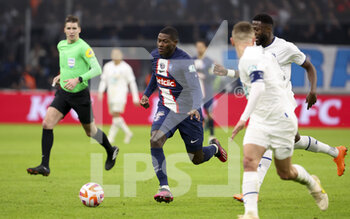 2023-02-08 - Nuno Mendes of PSG during the French Cup round of 16 football match between Olympique de Marseille (OM) and Paris Saint-Germain (PSG) on February 8, 2023 at Stade Velodrome in Marseille, France - FOOTBALL - FRENCH CUP - MARSEILLE V PARIS SG - FRENCH CUP - SOCCER