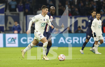 2023-02-09 - Rusland Malinovskyi of Marseille, Danilo Pereira of PSG during the French Cup round of 16 football match between Olympique de Marseille (OM) and Paris Saint-Germain (PSG) on February 8, 2023 at Stade Velodrome in Marseille, France - FOOTBALL - FRENCH CUP - MARSEILLE V PARIS SG - FRENCH CUP - SOCCER